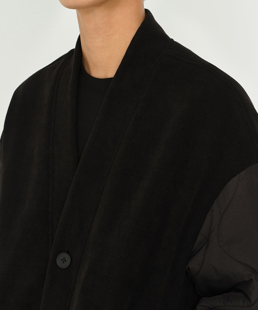 CORDUROY COLLARLESS JACKET