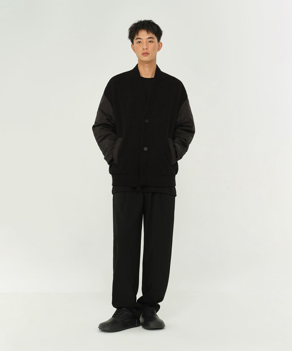 CORDUROY COLLARLESS JACKET