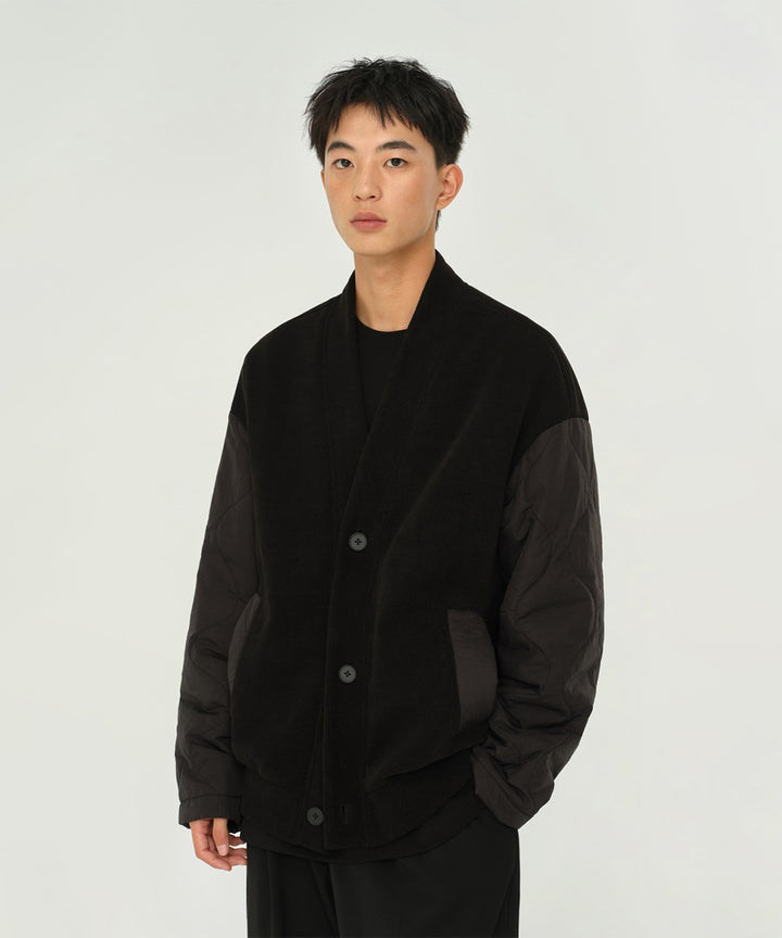 CORDUROY COLLARLESS JACKET