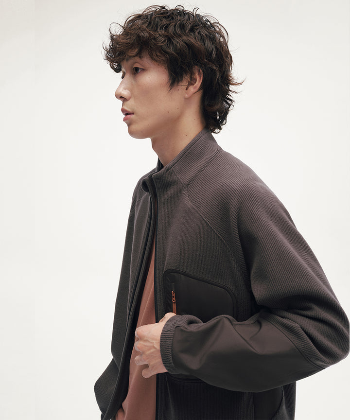 CORDUROY JERSEY STAND ZIP UP