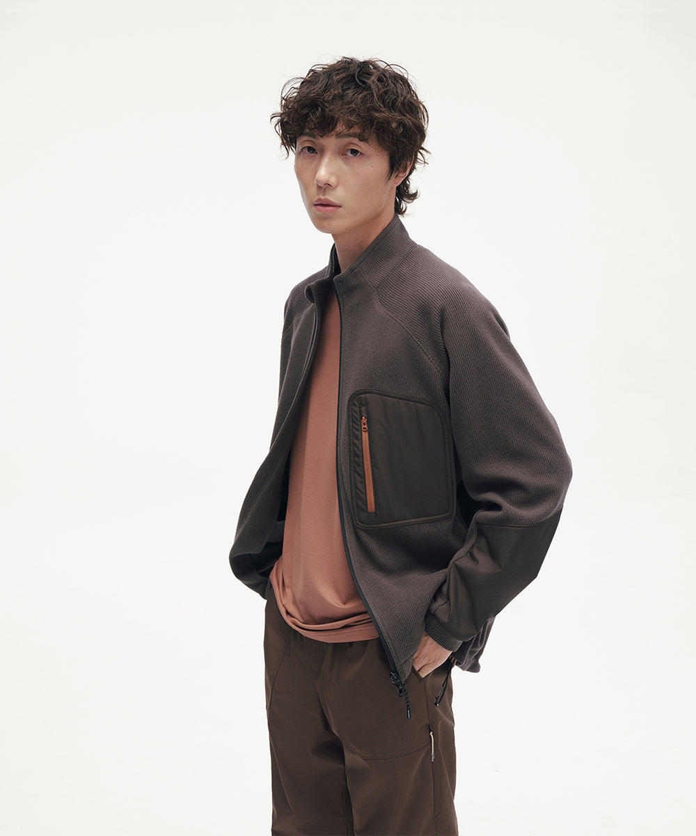 CORDUROY JERSEY STAND ZIP UP