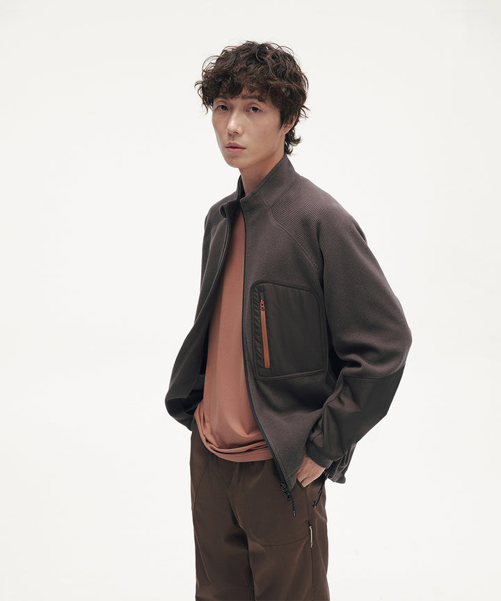 CORDUROY JERSEY STAND ZIP UP