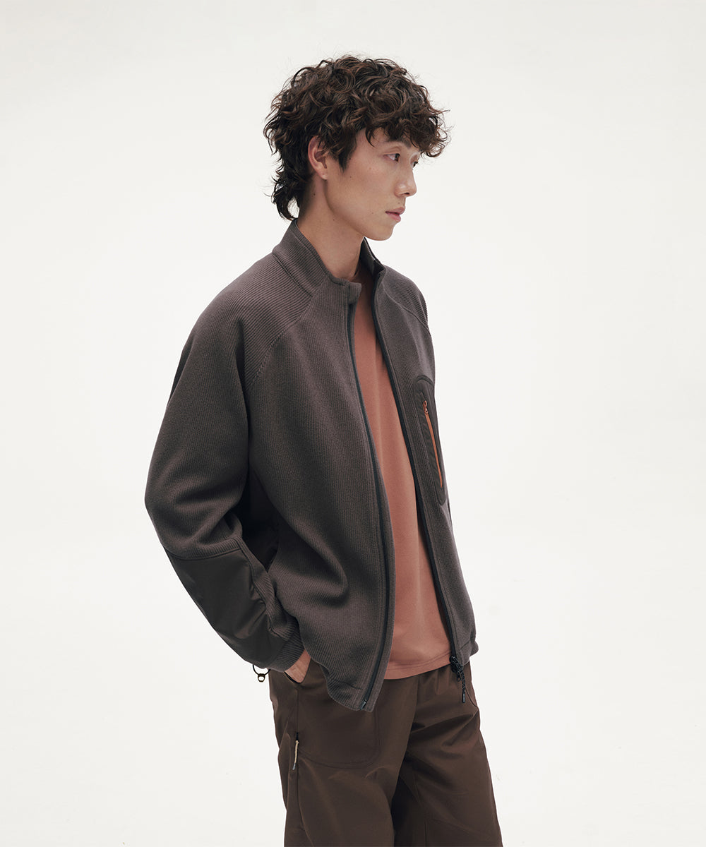 CORDUROY JERSEY STAND ZIP UP