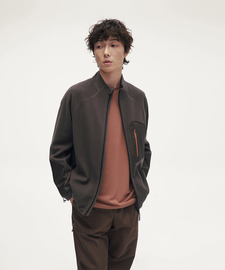 CORDUROY JERSEY STAND ZIP UP