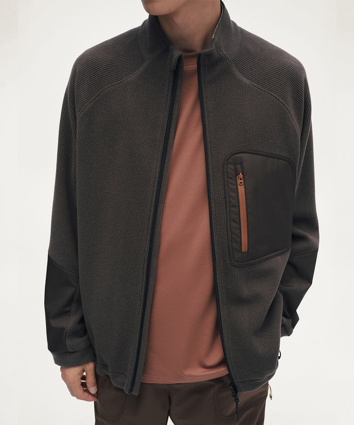 CORDUROY JERSEY STAND ZIP UP