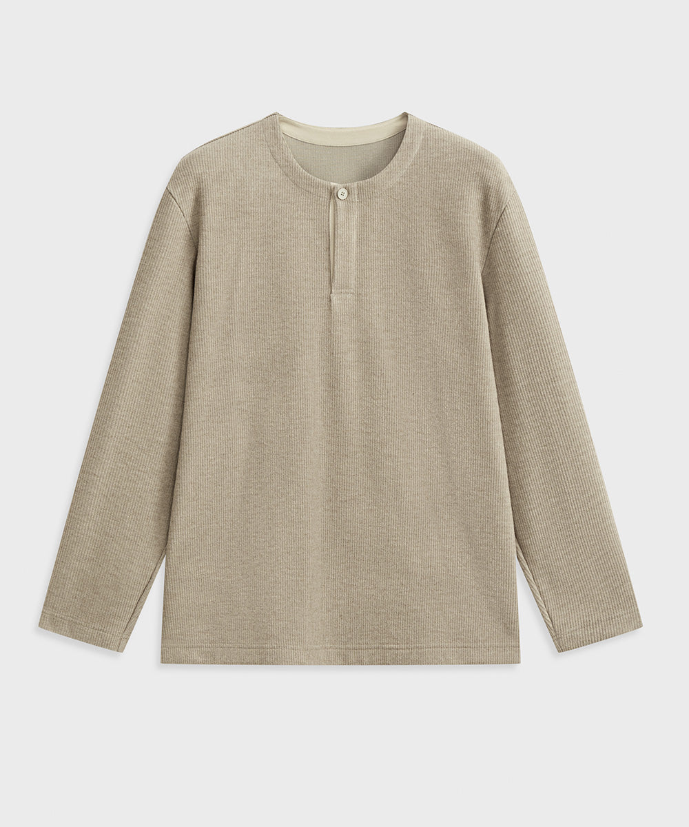 HENLEY NECK SWEATSHIRT