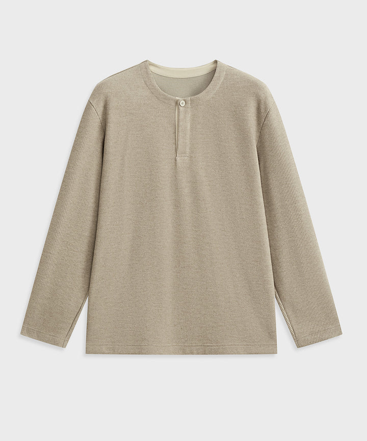 HENLEY NECK SWEATSHIRT