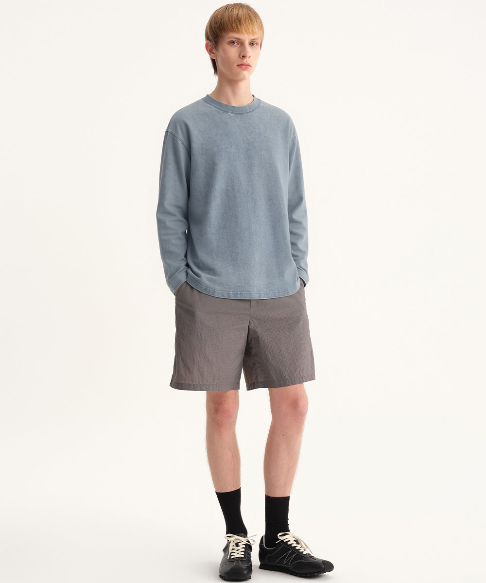 Garment-Dyed Crew Neck L/S T-Shirt
