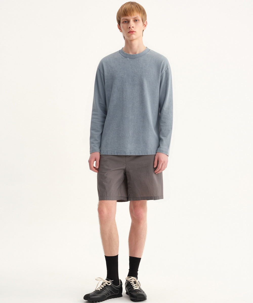 Garment-Dyed Crew Neck L/S T-Shirt