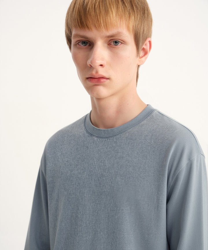 Garment-Dyed Crew Neck L/S T-Shirt