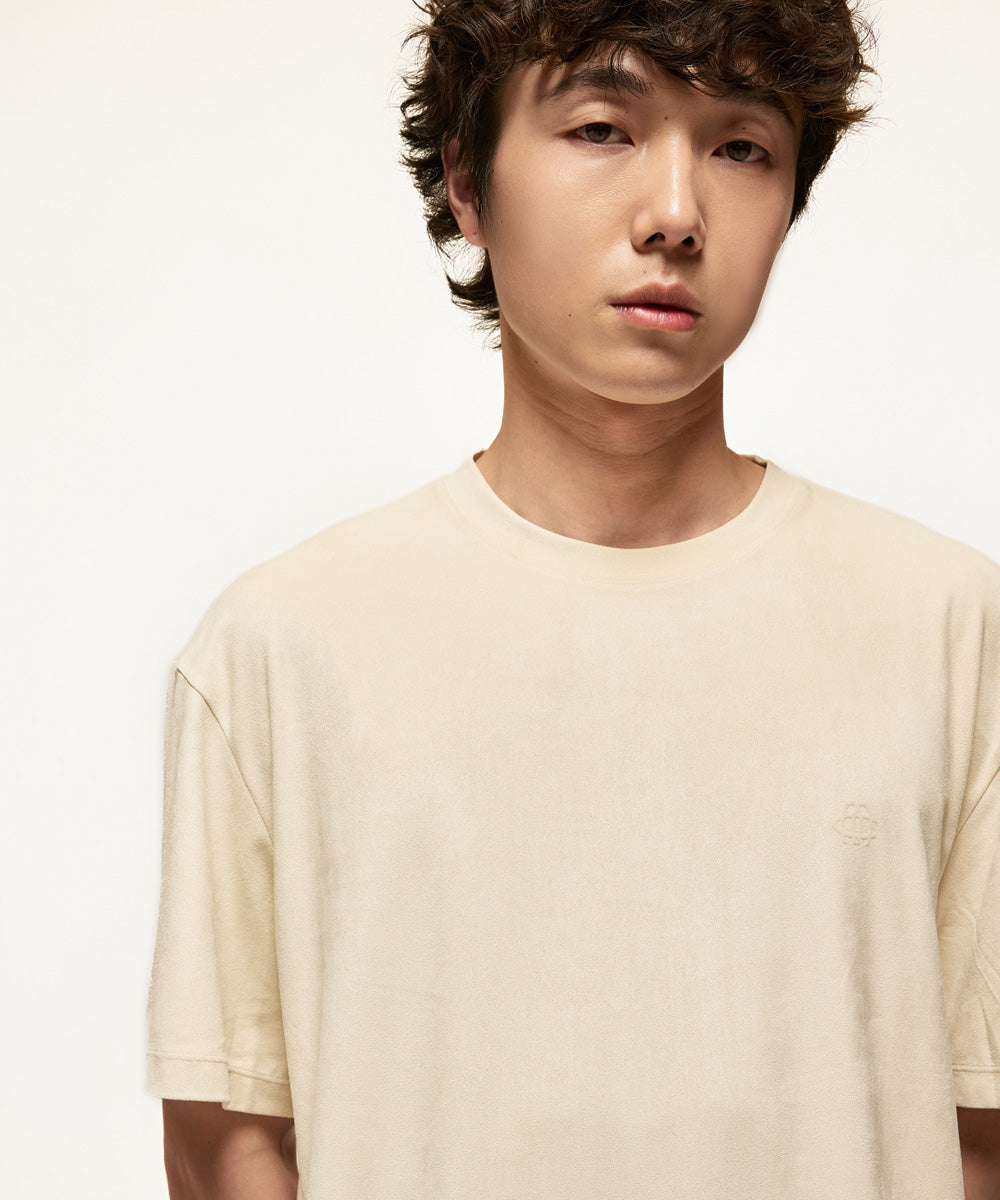 Fake Suede Crewneck T-Shirt