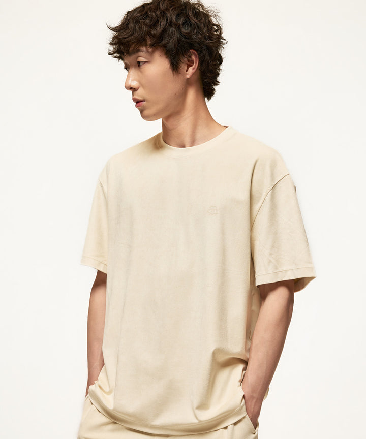Fake Suede Crewneck T-Shirt