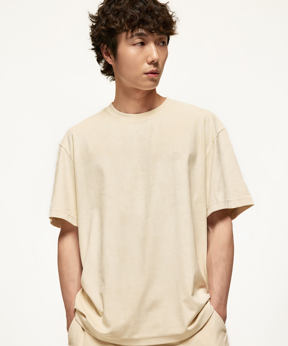 Fake Suede Crewneck T-Shirt
