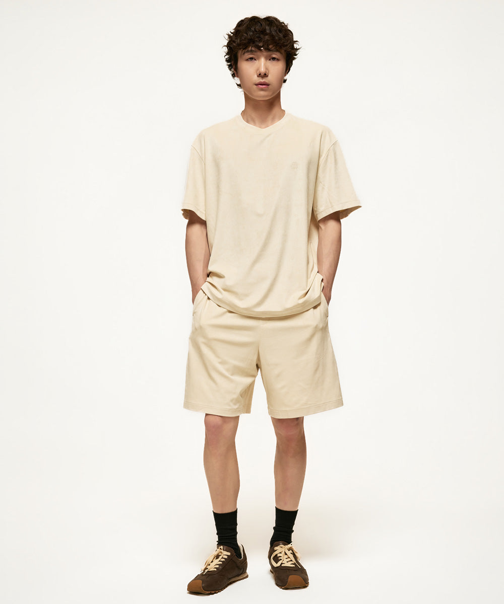 Fake Suede Crewneck T-Shirt