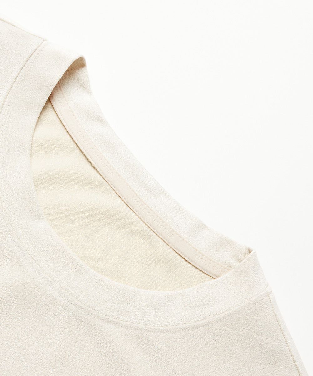 Fake Suede Crewneck T-Shirt