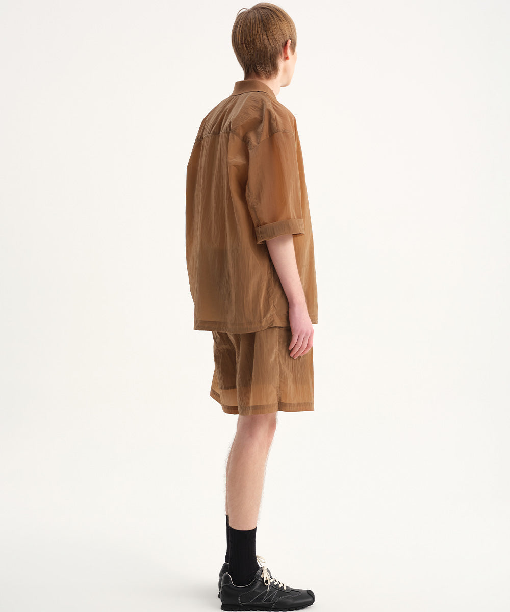 Crinkled Luster Shirt Blouson