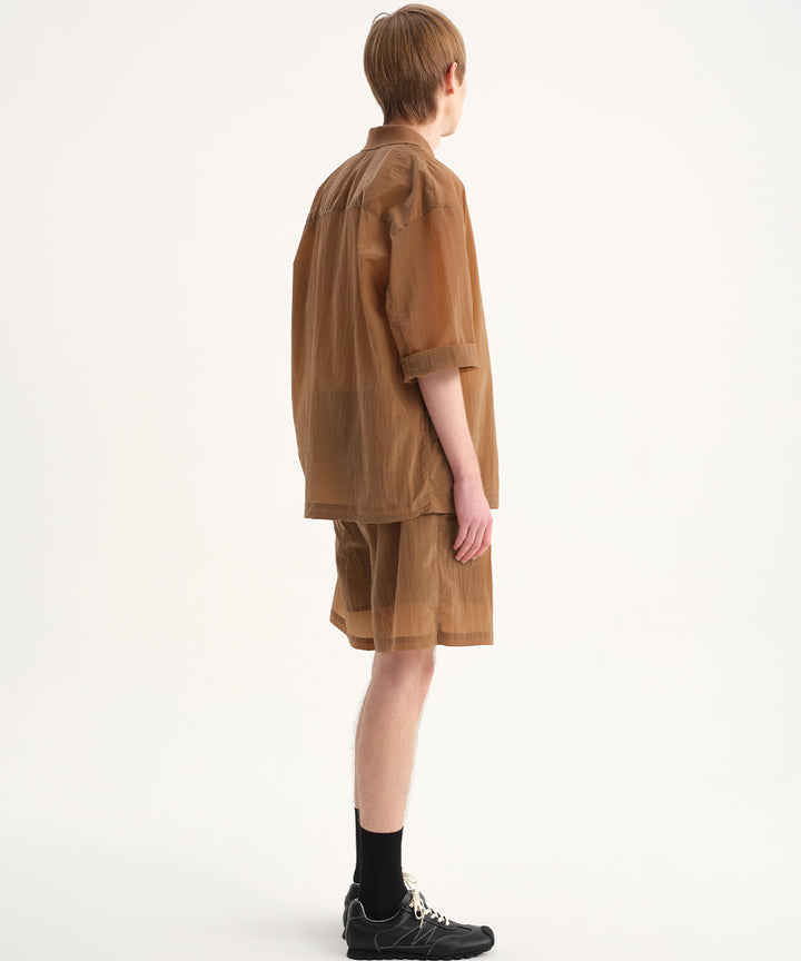 Crinkled Luster Shirt Blouson
