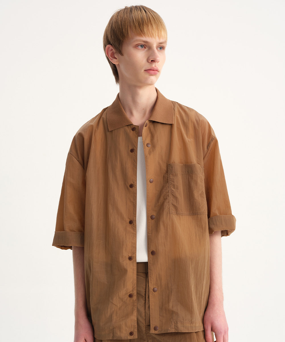 Crinkled Luster Shirt Blouson