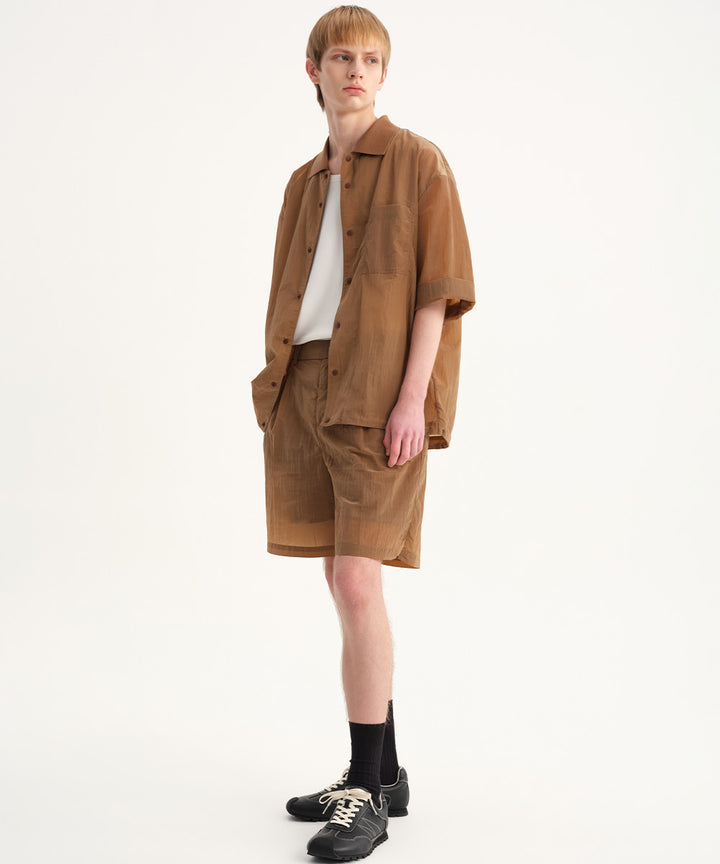 Crinkled Luster Shirt Blouson