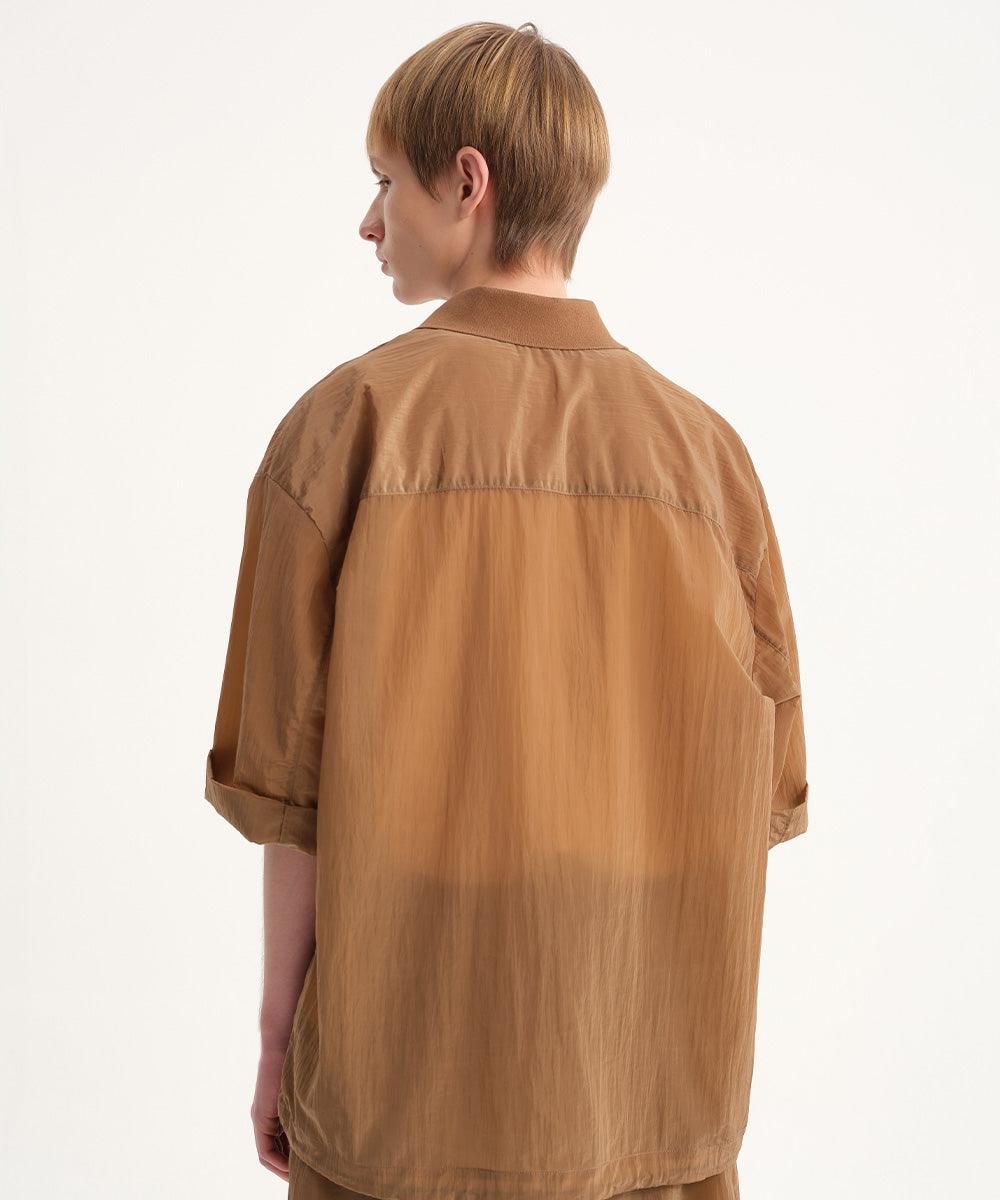 Crinkled Luster Shirt Blouson