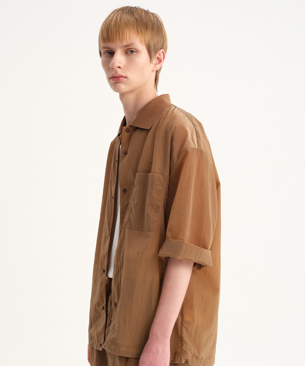 Crinkled Luster Shirt Blouson