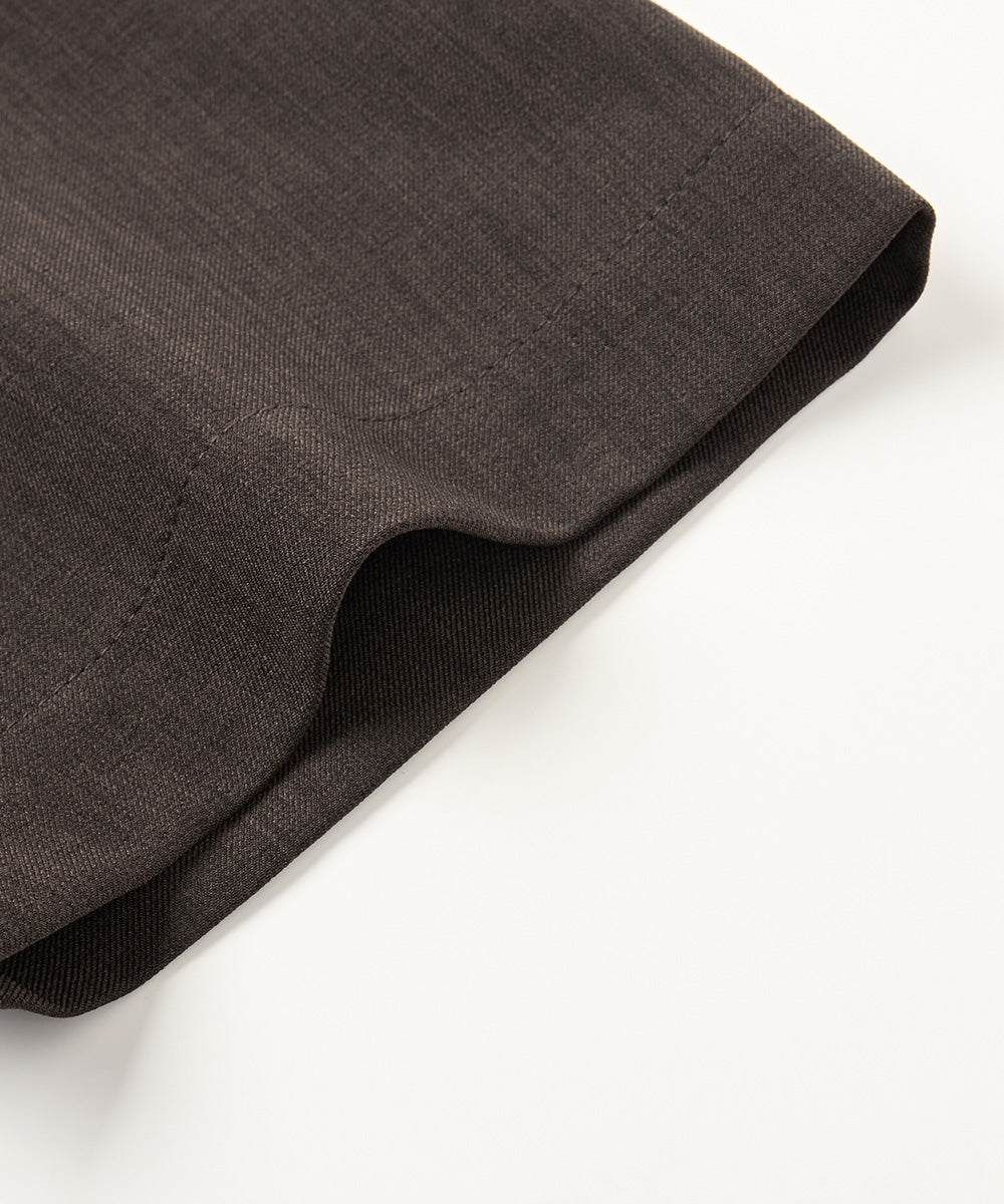 Short-sleeve open collar woven shirt