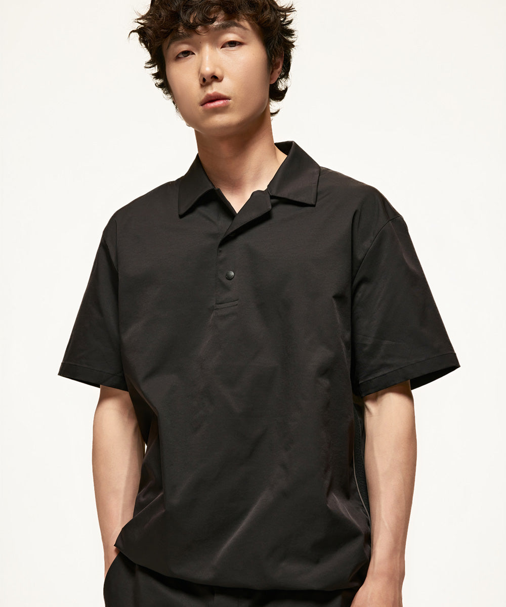 Side-Stripe Open Collar Shirt