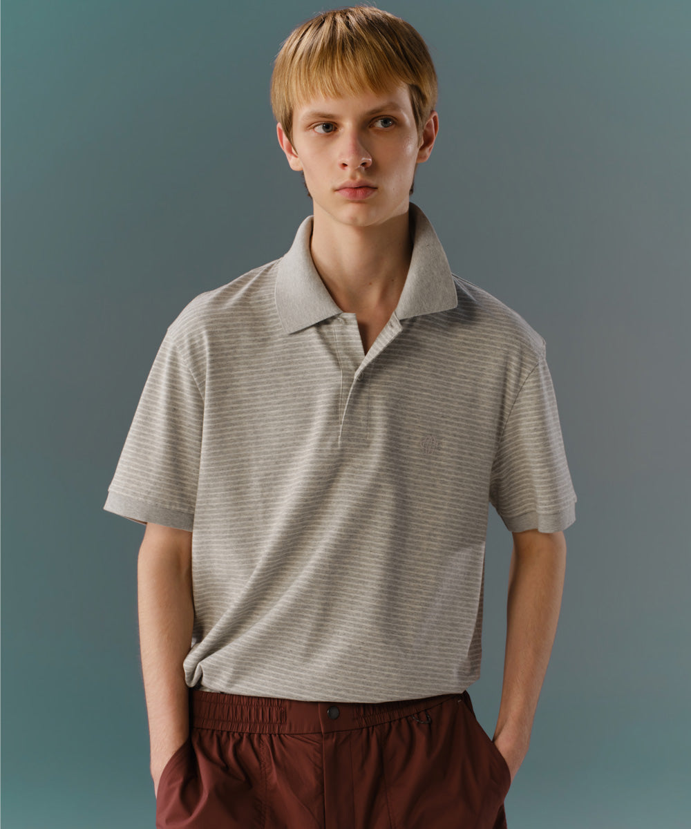 Yarn-Dyed Striped S/S Polo Shirt