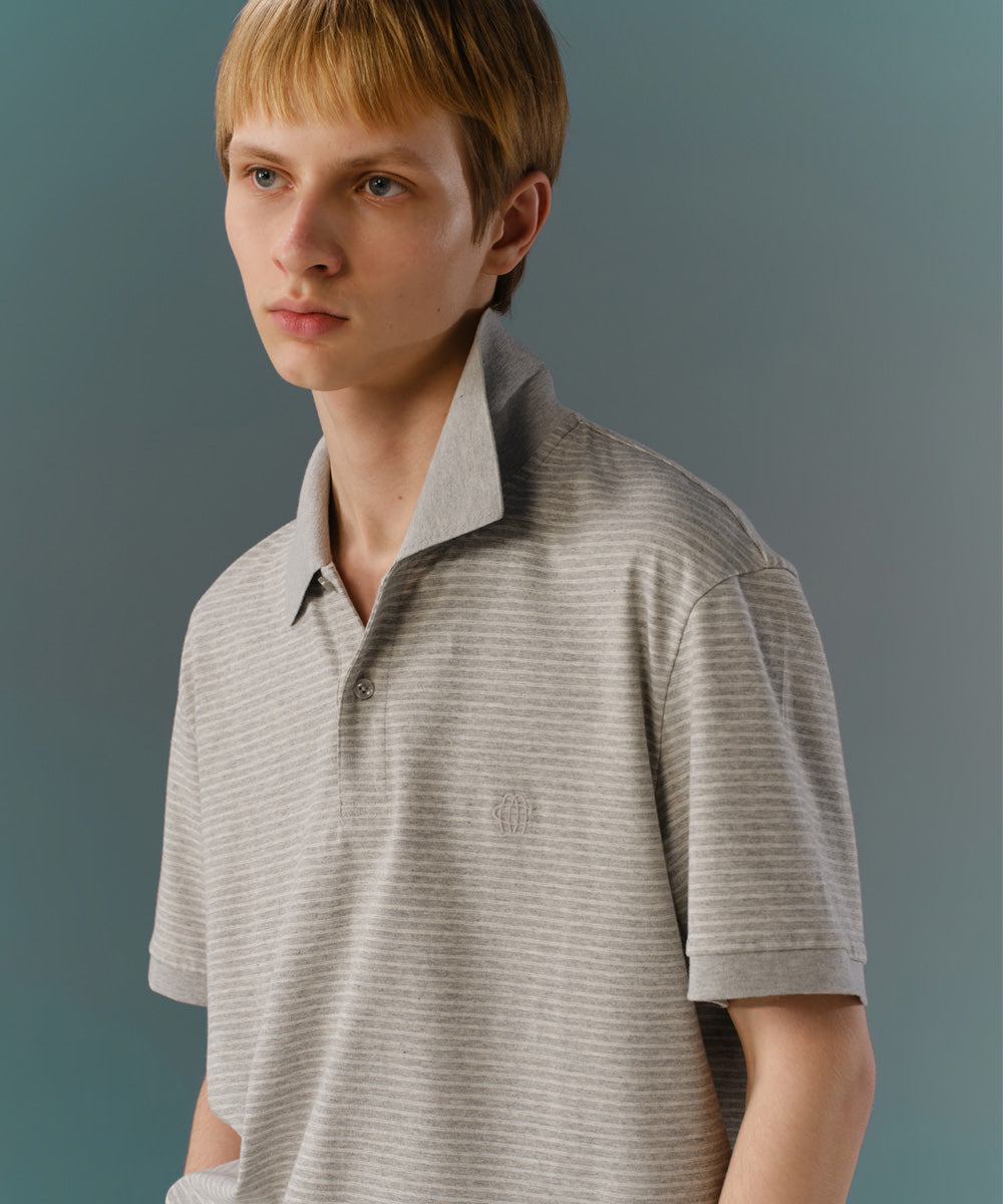 Yarn-Dyed Striped S/S Polo Shirt