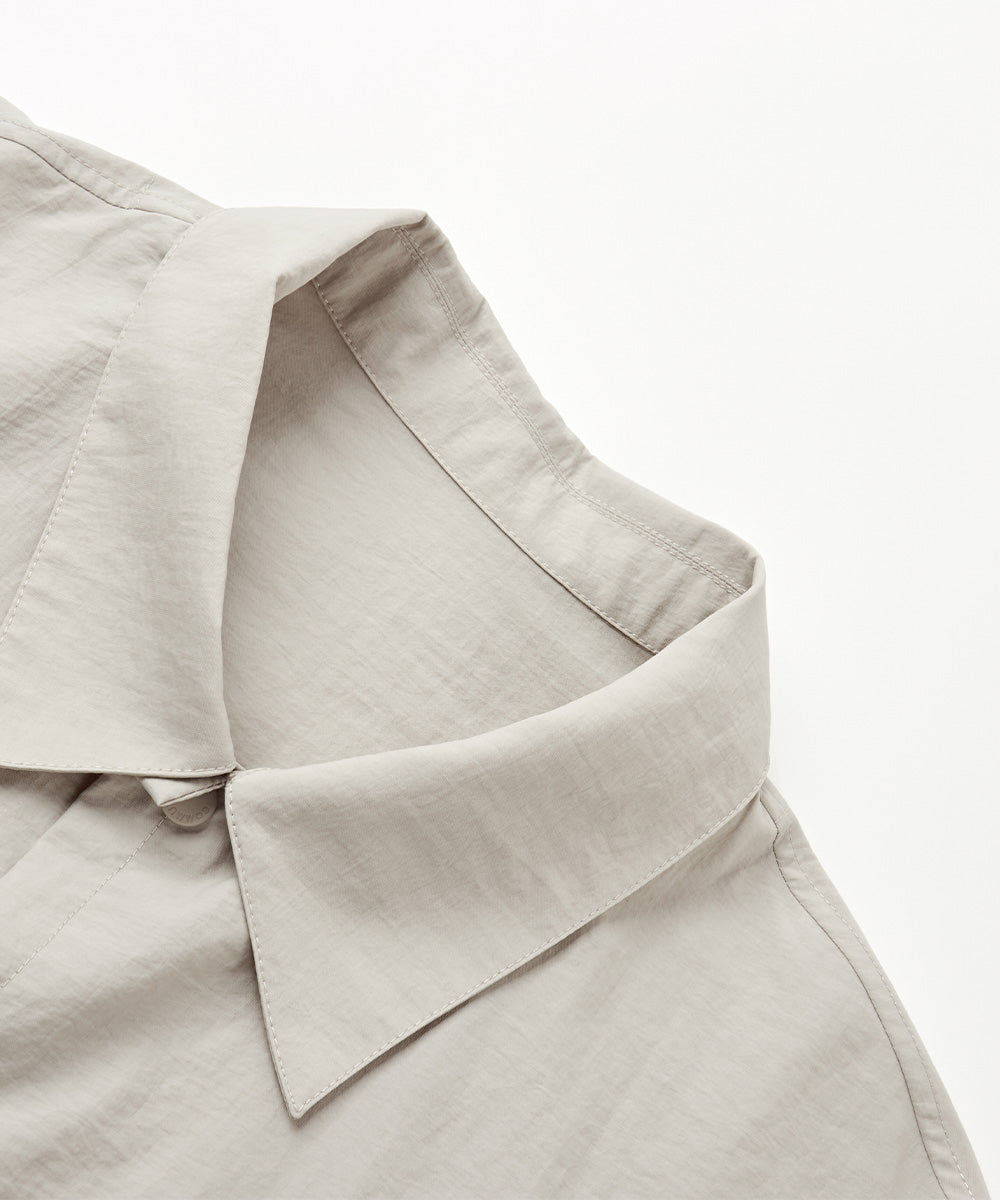 Crinkle-Finish Regular-Collar Relaxed Shirt