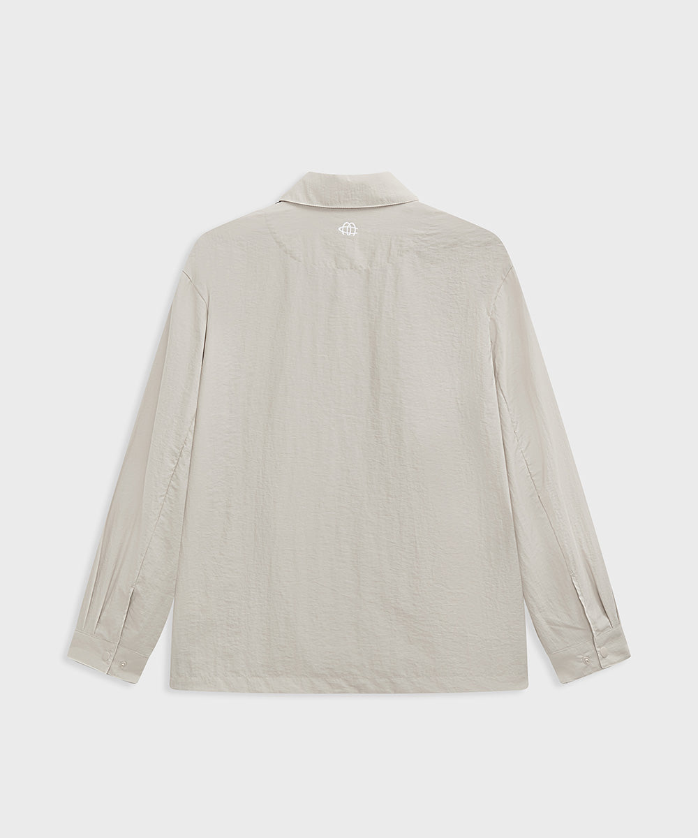 Crinkle-Finish Regular-Collar Relaxed Shirt