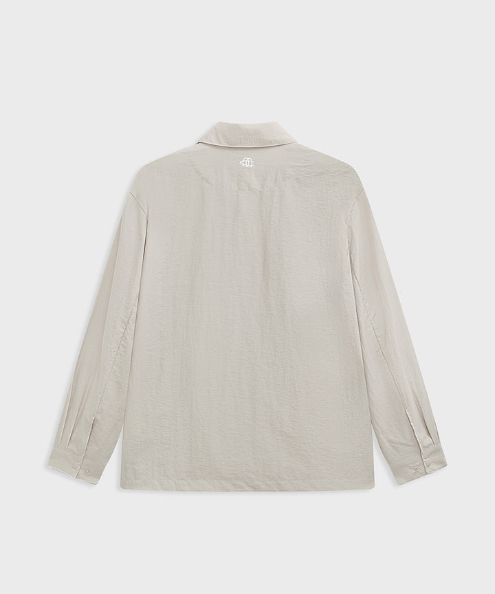 Crinkle-Finish Regular-Collar Relaxed Shirt