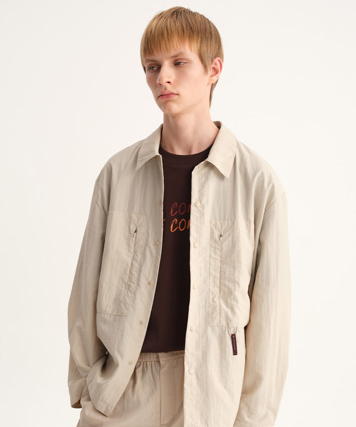 Crinkle-Finish Regular-Collar Relaxed Shirt