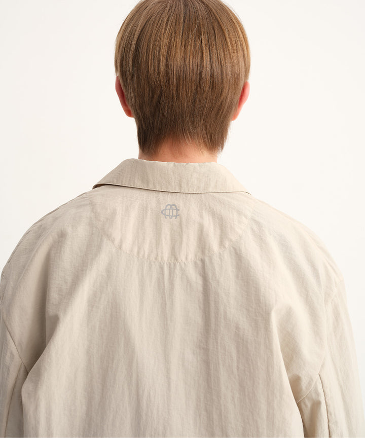 Crinkle-Finish Regular-Collar Relaxed Shirt