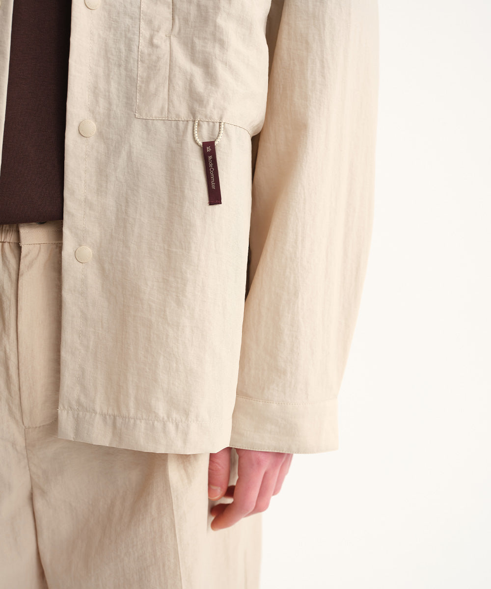Crinkle-Finish Regular-Collar Relaxed Shirt