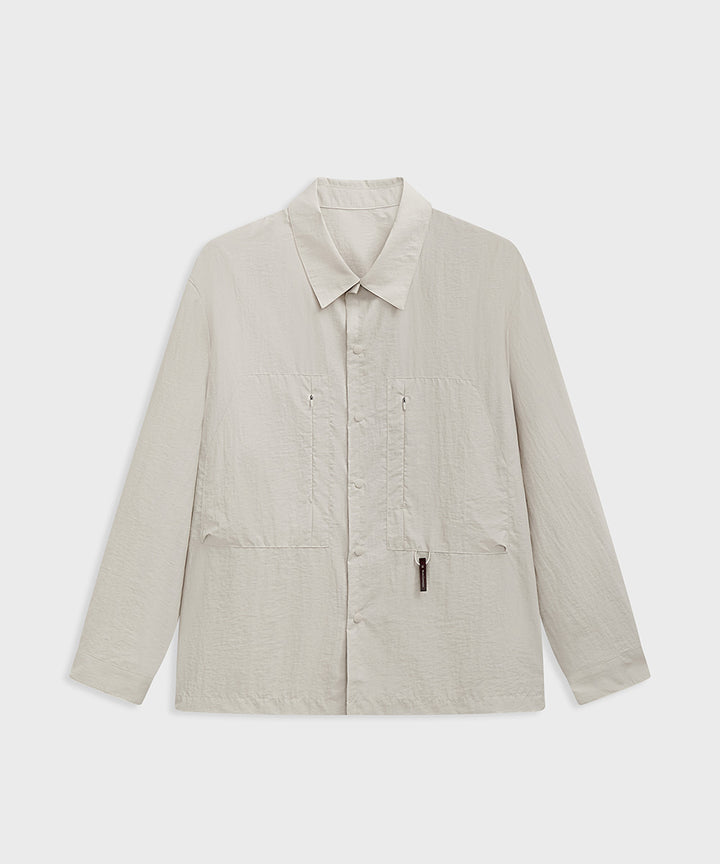 Crinkle-Finish Regular-Collar Relaxed Shirt