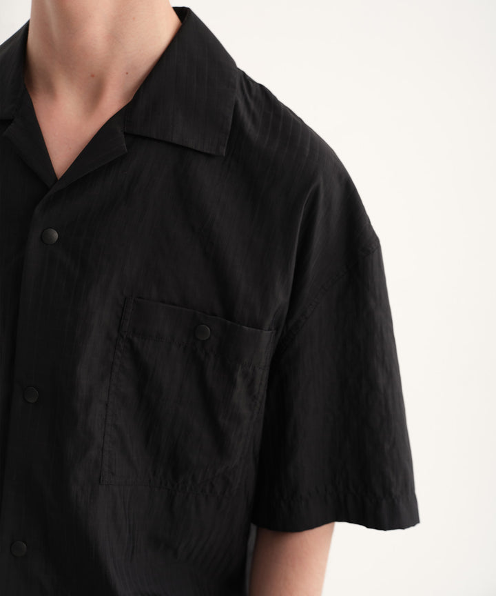 Shadow Stripe Open-Collar Short-Sleeve Shirt