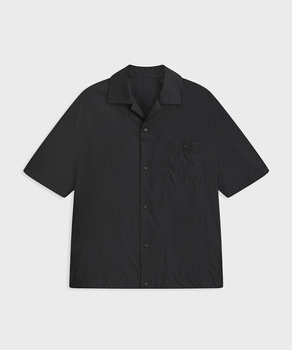 Shadow Stripe Open-Collar Short-Sleeve Shirt