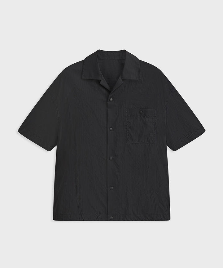 Shadow Stripe Open-Collar Short-Sleeve Shirt
