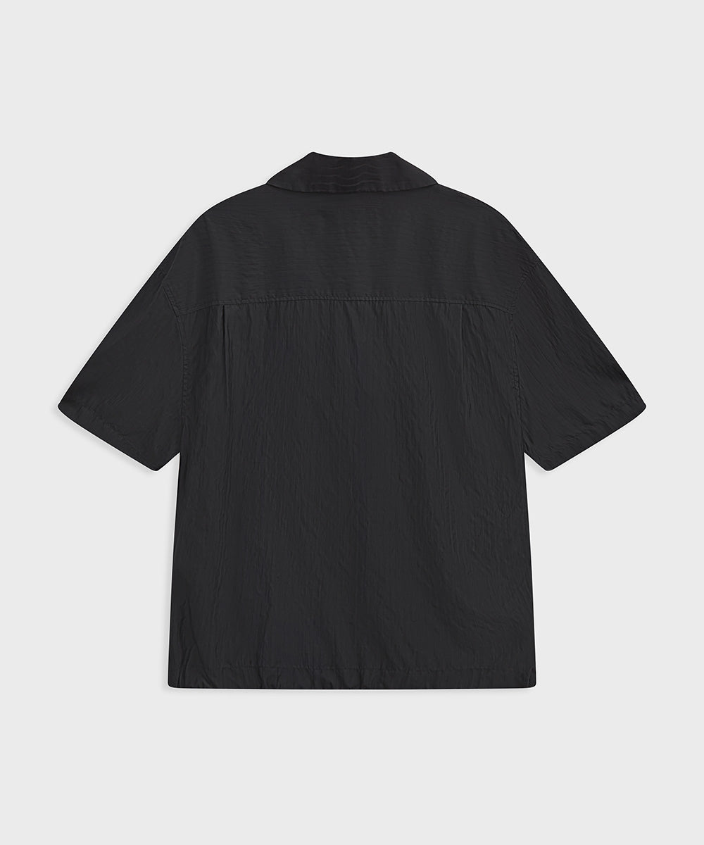 Shadow Stripe Open-Collar Short-Sleeve Shirt