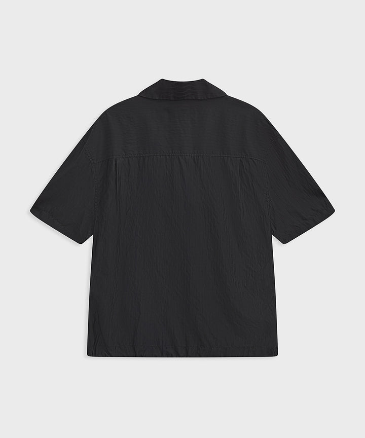 Shadow Stripe Open-Collar Short-Sleeve Shirt