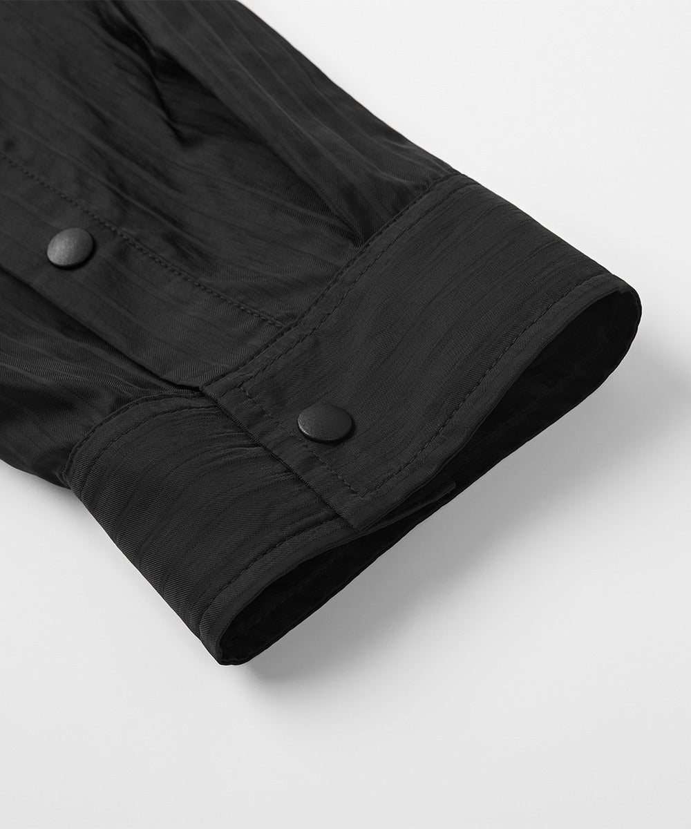 Shadow Stripe Big-Collar Long-Sleeve Shirt