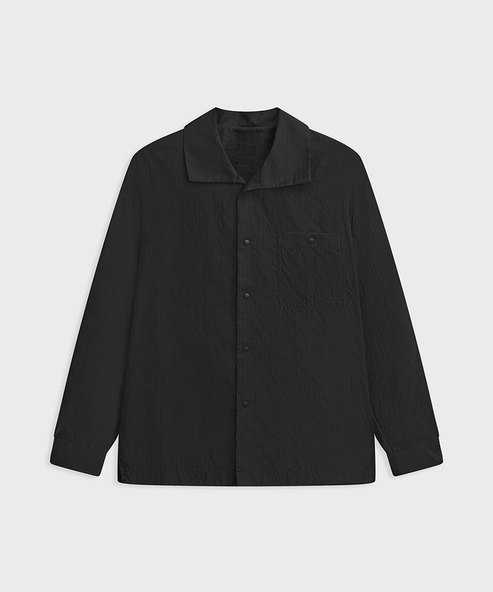 Shadow Stripe Big-Collar Long-Sleeve Shirt
