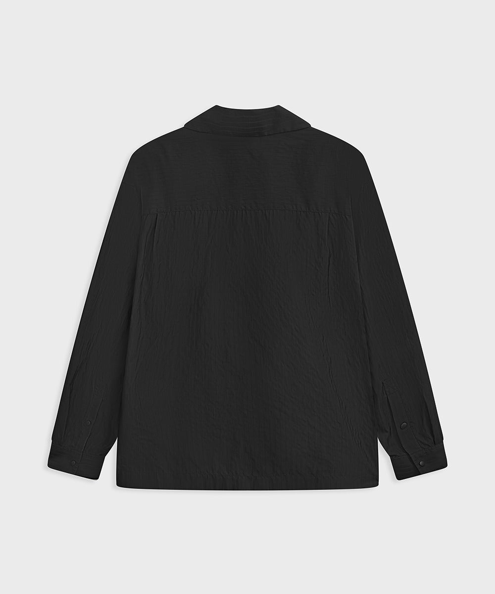 Shadow Stripe Big-Collar Long-Sleeve Shirt
