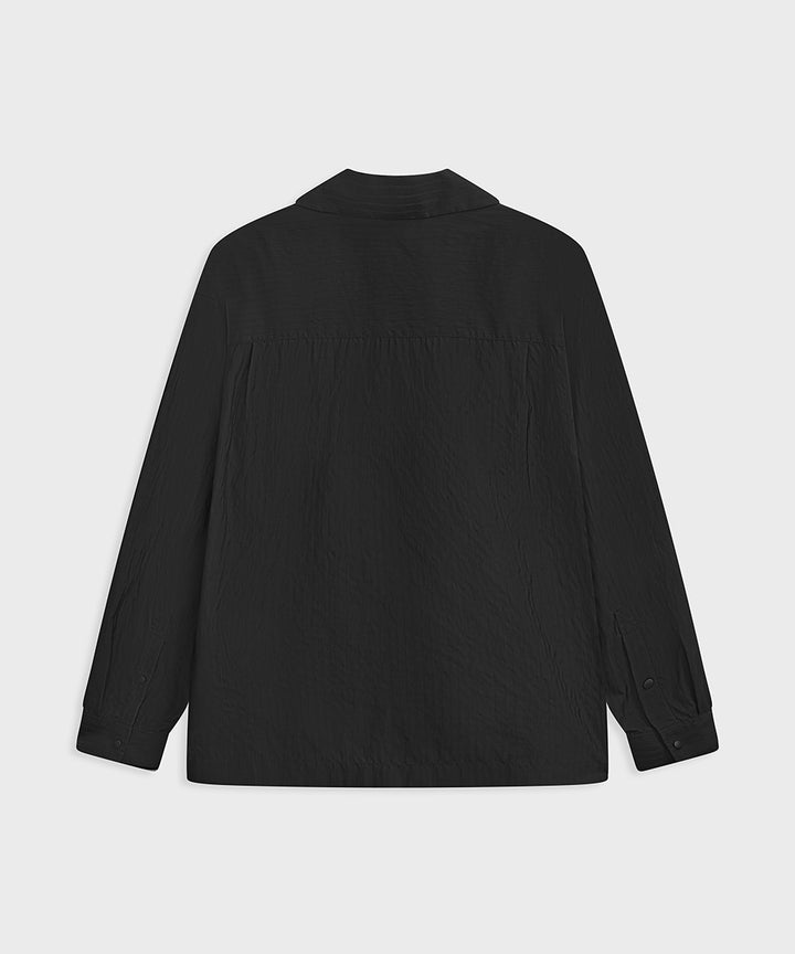 Shadow Stripe Big-Collar Long-Sleeve Shirt
