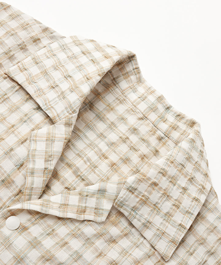 Fresh Check Seersucker Open-Collar Shirt