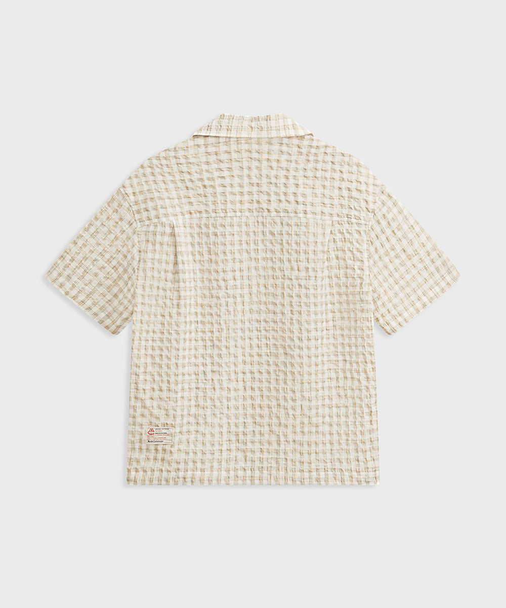 Fresh Check Seersucker Open-Collar Shirt