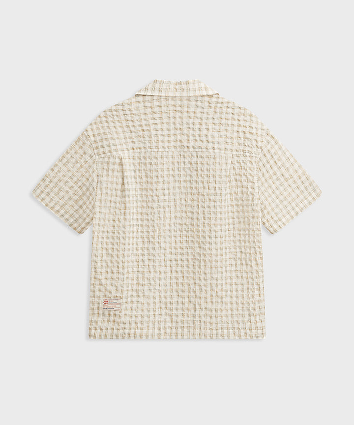 Fresh Check Seersucker Open-Collar Shirt