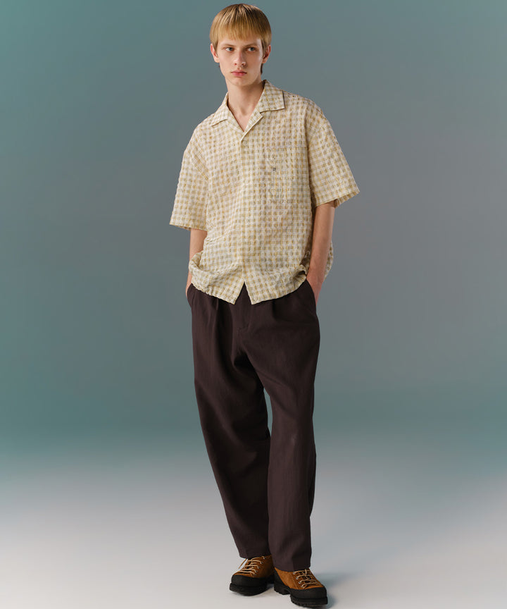 Fresh Check Seersucker Open-Collar Shirt