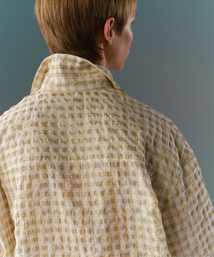 Fresh Check Seersucker Open-Collar Shirt